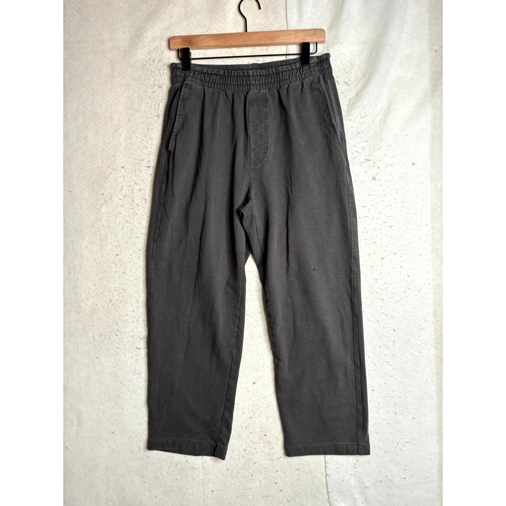 Uniqlo Washed Jersey Ankle Pants Mens S Charcoal Gray Cotton Stretch Drawstring